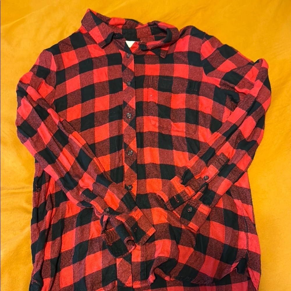 Red and Black Plaid Women’s Flannel Shirt